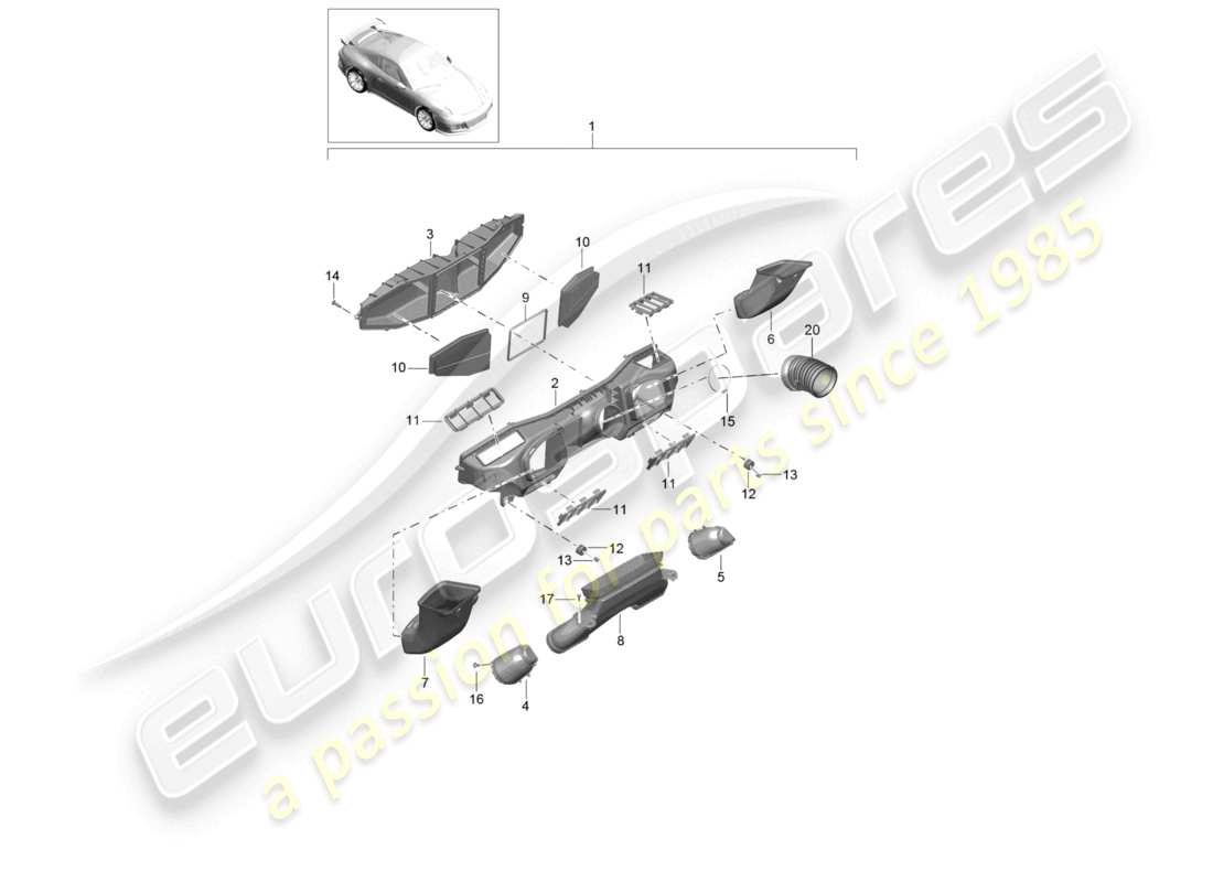 porsche 2021 (991-2 r/gt3/rs) filtre à air gt3 schéma des pièces