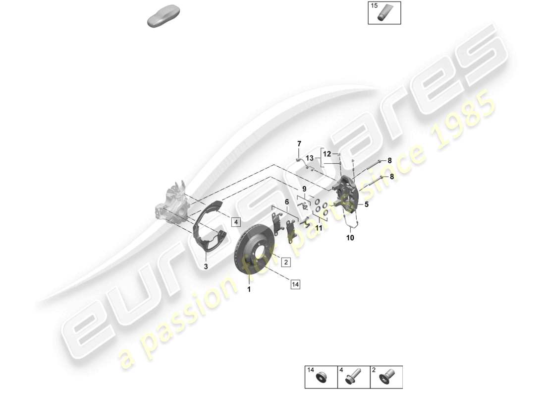 porsche 2025 (taycan 9j1-2) frein à disque 17 essieu arrière noir schéma des pièces