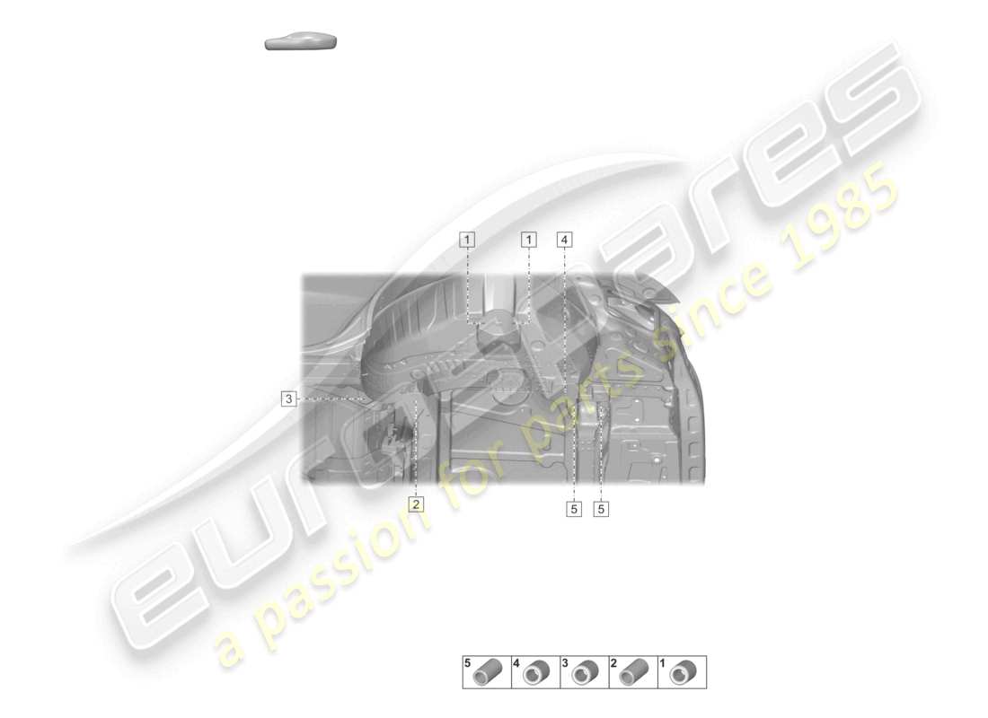 porsche 2022 (taycan 9j1-1) partie arrière de l'extrémité arrière de la traverse avec support d'essieu diagramme des pièces