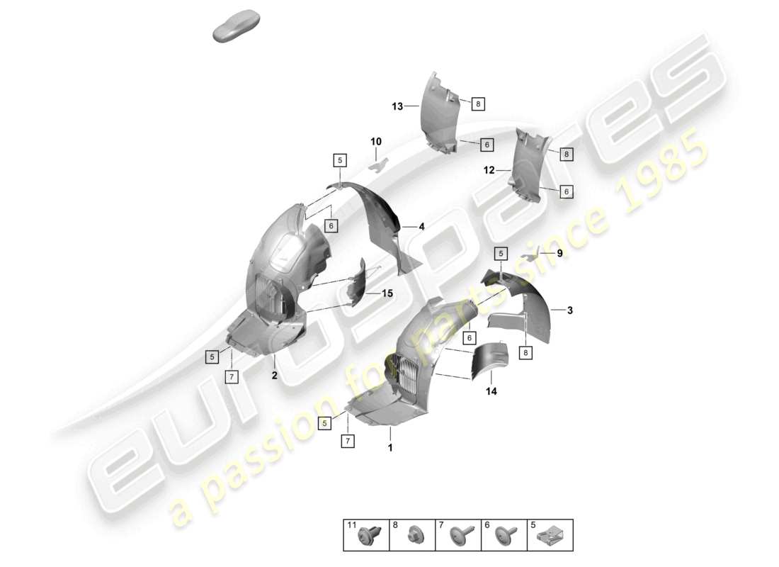 porsche 2020 (718 cayman gt4) schéma des pièces de la garniture de logement de roue
