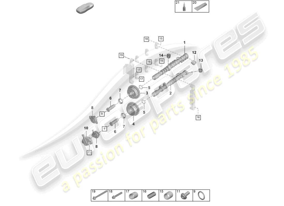 porsche 2024 (992-2) diagramme des pièces de l'unité de réglage de l'arbre à cames