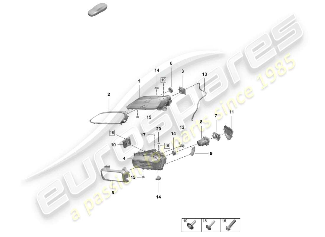 porsche 2025 (macan-e) phare à led matrix unité de commande pdls+ élément de fixation schéma des pièces