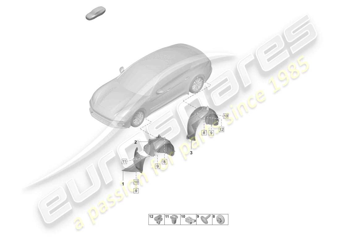 porsche 2022 (panamera 971-2) schéma des pièces de la garniture de logement de roue