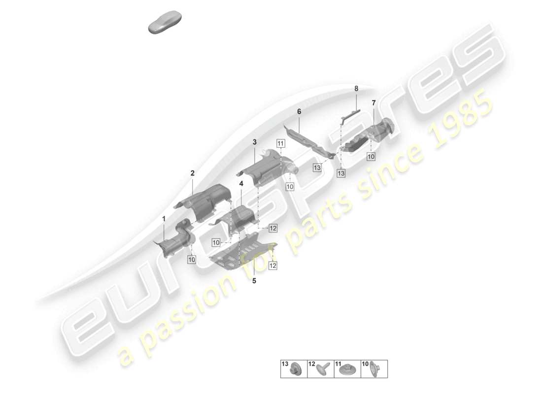 porsche 2022 (panamera 971-2) schéma des pièces du soubassement de l'isolation thermique