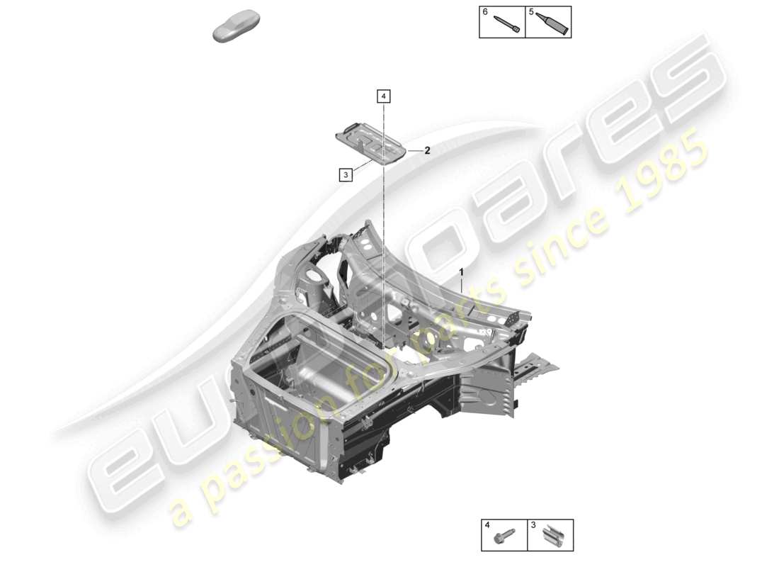 porsche 2022 (718 cayman gt4) schéma des pièces de la partie avant (complète)