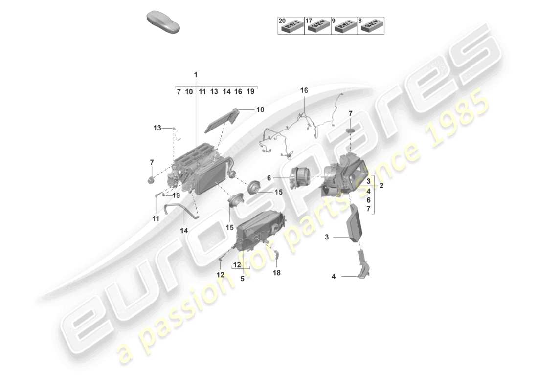 porsche 2024 (panamera 971-2) schéma des pièces du système de climatisation 2-zone