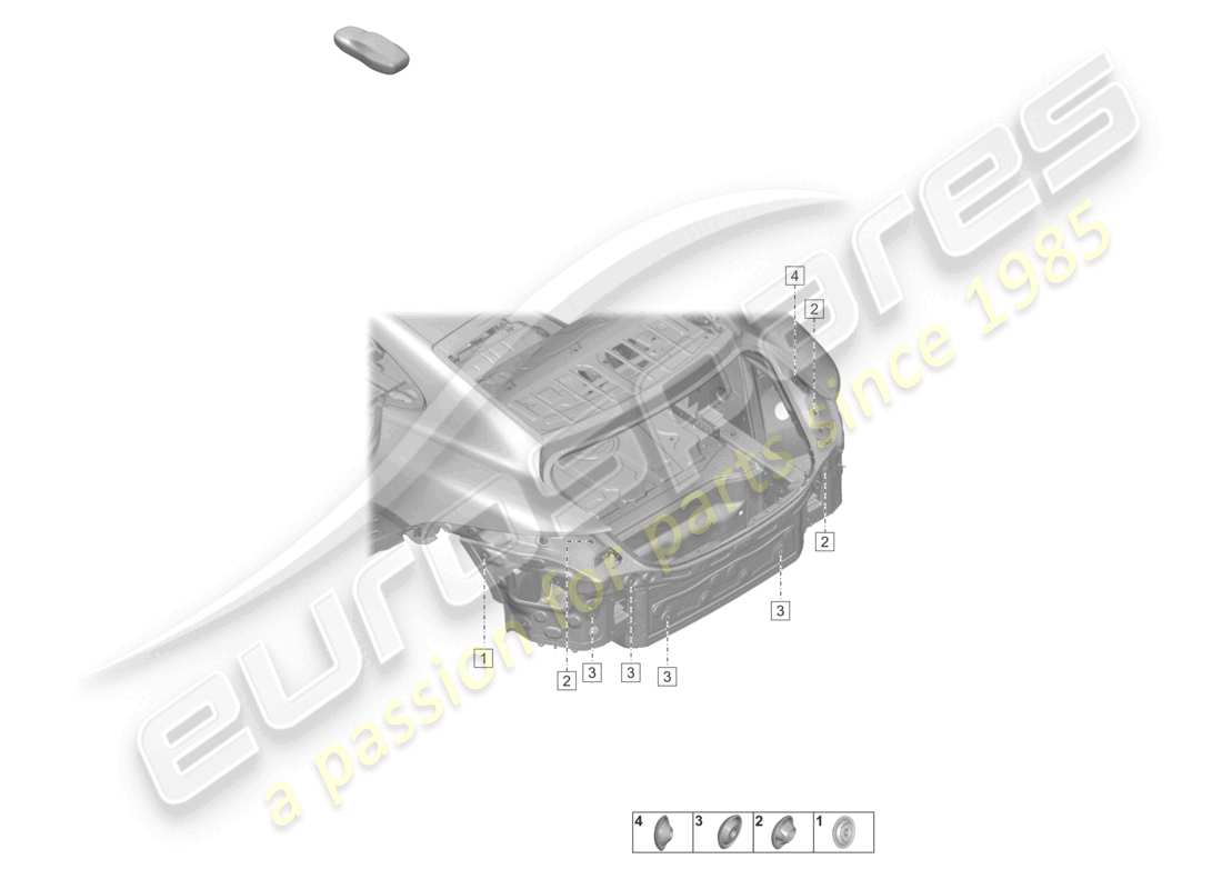 porsche 2022 (taycan 9j1-1) panneau transversal arrière partie latérale diagramme des pièces