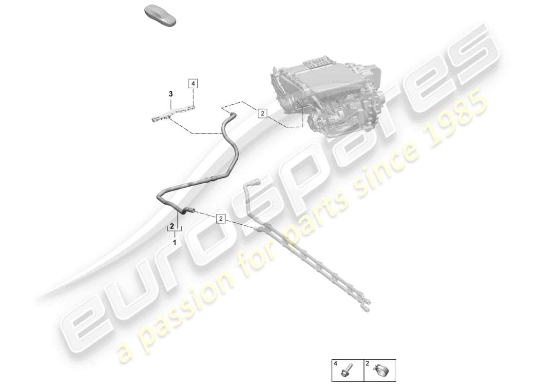 porsche 2025 (macan-e) système de refroidissement du liquide de refroidissement partie arrière schéma des pièces