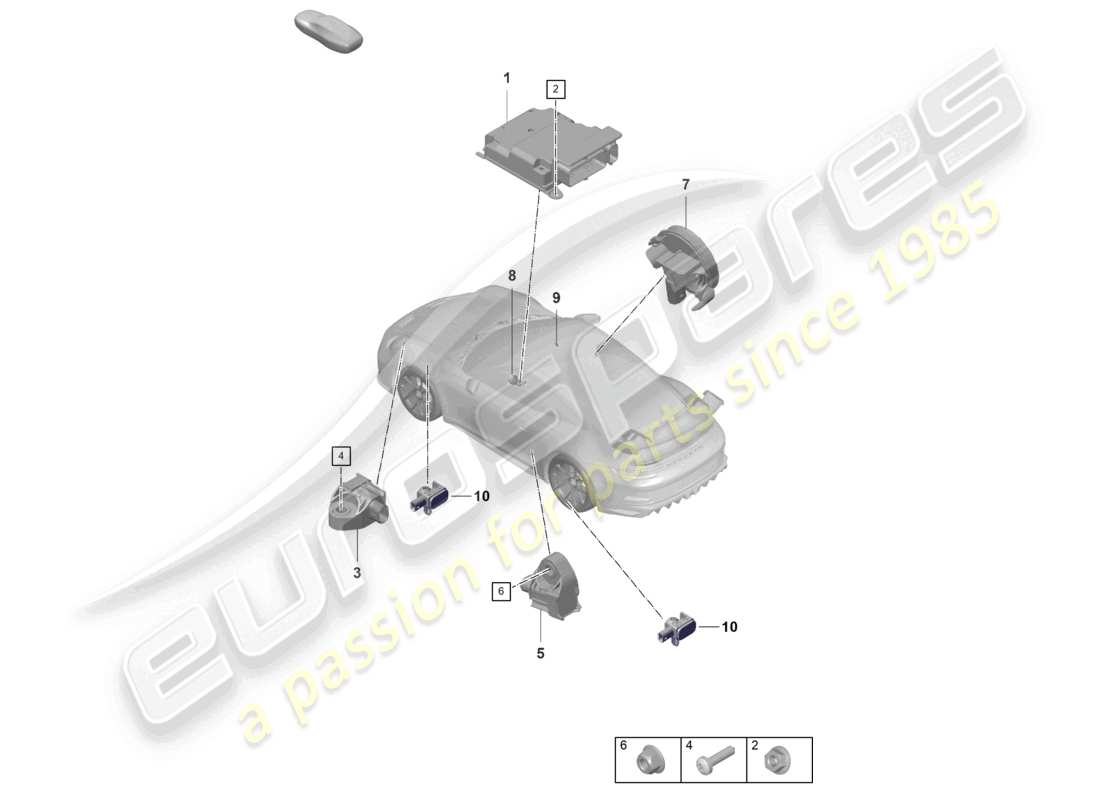porsche 2022 (992-1 gt3/rs/st) unité de commande pour airbag capteur de collision pour airbag schéma des pièces