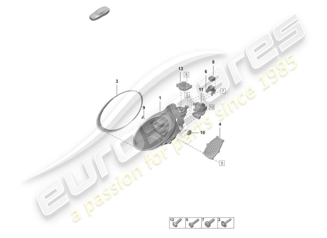porsche 2022 (992-1 gt3/rs/st) schéma des pièces du phare à led pdls+