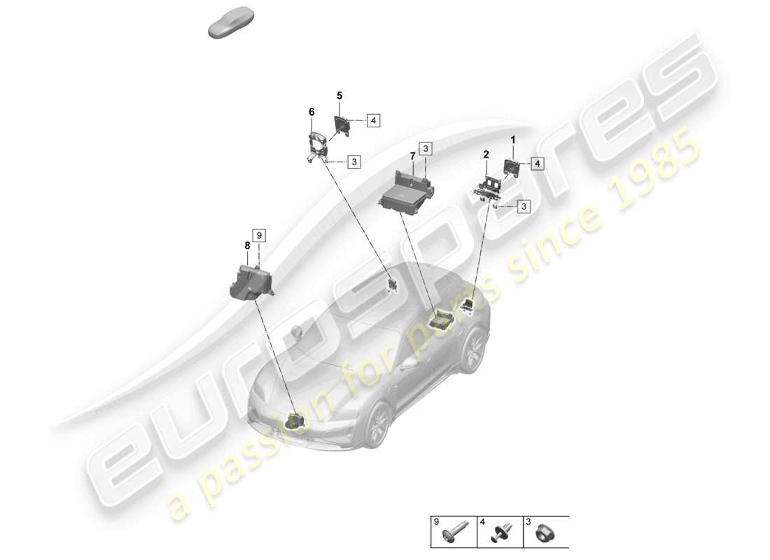 porsche 2026 (taycan 9j1-2) système audio du moteur schéma des pièces