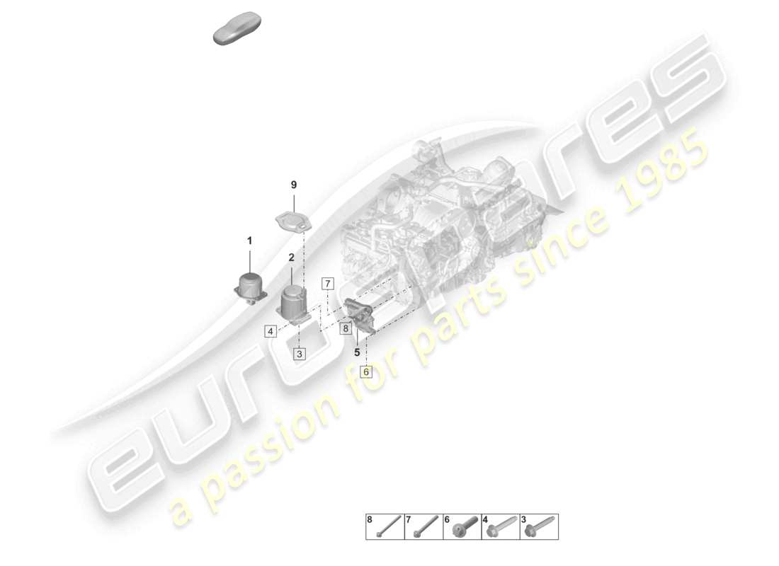porsche 2022 (992-1) attaque de levage du moteur schéma des pièces
