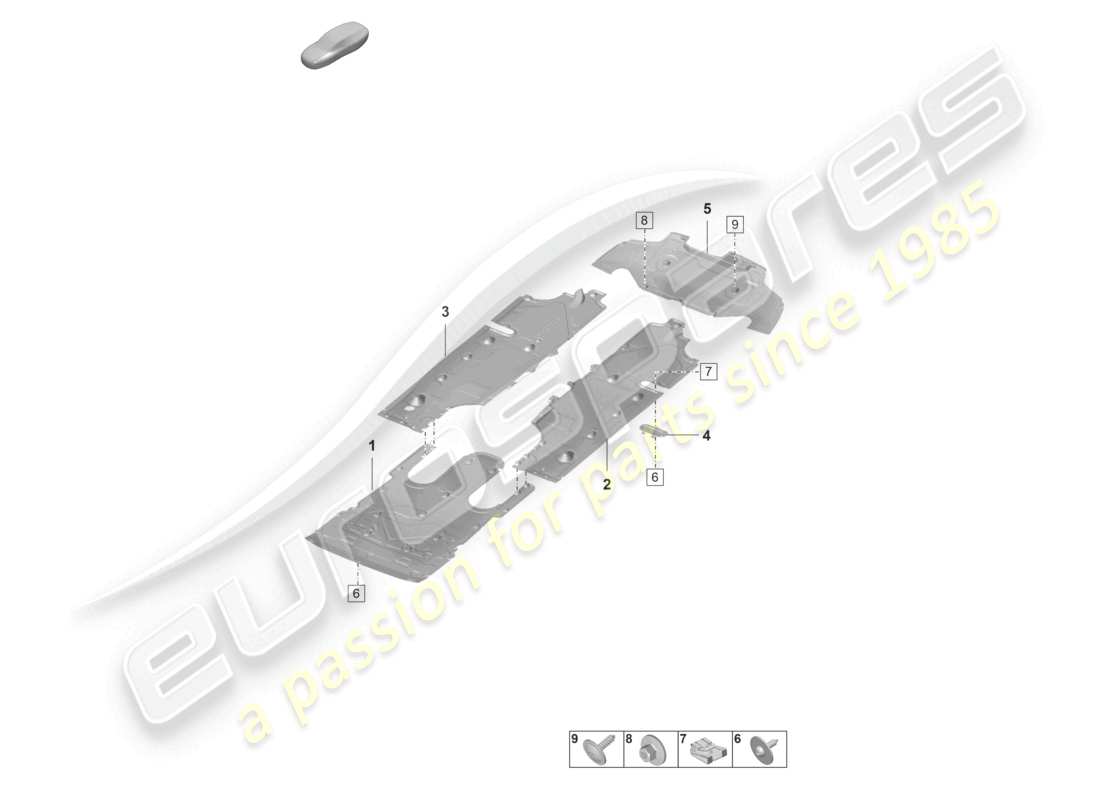 porsche 2024 (panamera 971-2) schéma des pièces de soubassement de carrosserie