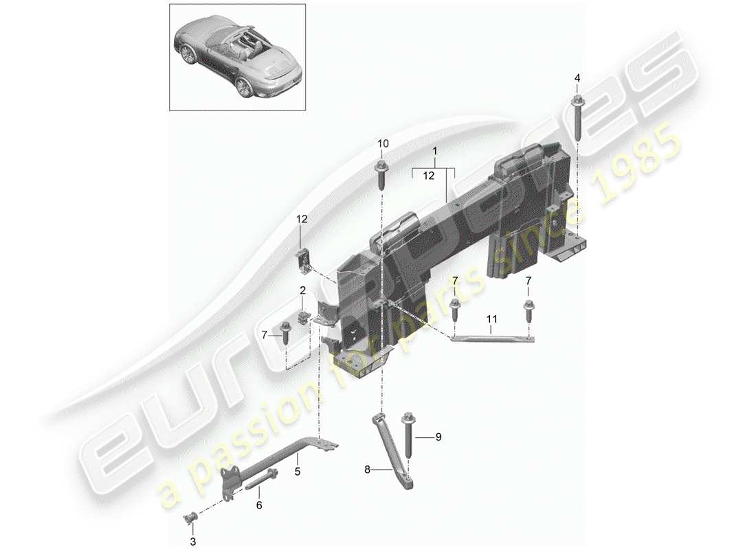 porsche 2018 (991-2 turbo) roll bar schéma des pièces
