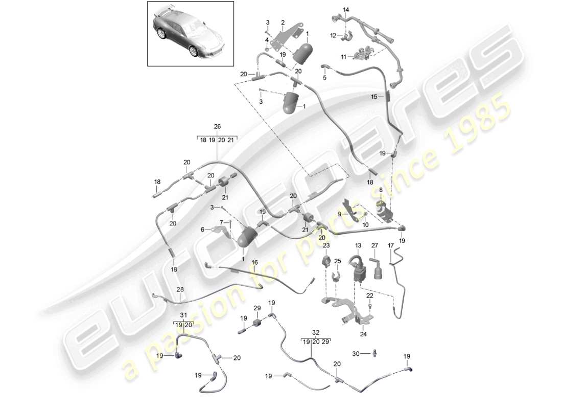 porsche 2021 (991-2 r/gt3/rs) schéma des pièces du moteur du système à vide