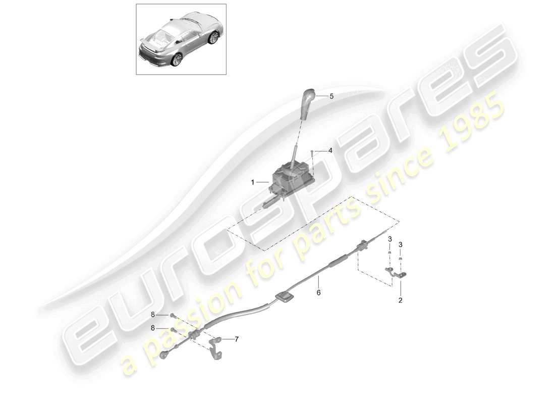 porsche 2021 (991-2 r/gt3/rs) sélecteur de vitesse - pdk - d >>- mj 2017 schéma des pièces