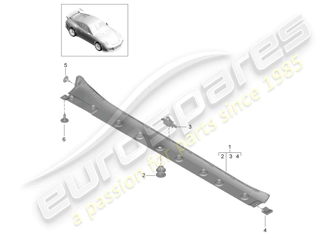 porsche 2021 (991-2 r/gt3/rs) garniture de membre latéral schéma des pièces