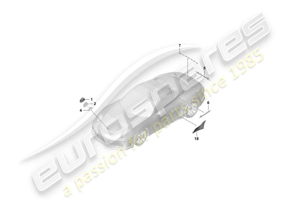 porsche 2021 (991-2 r/gt3/rs) inscriptions/lettrage diagramme des pièces