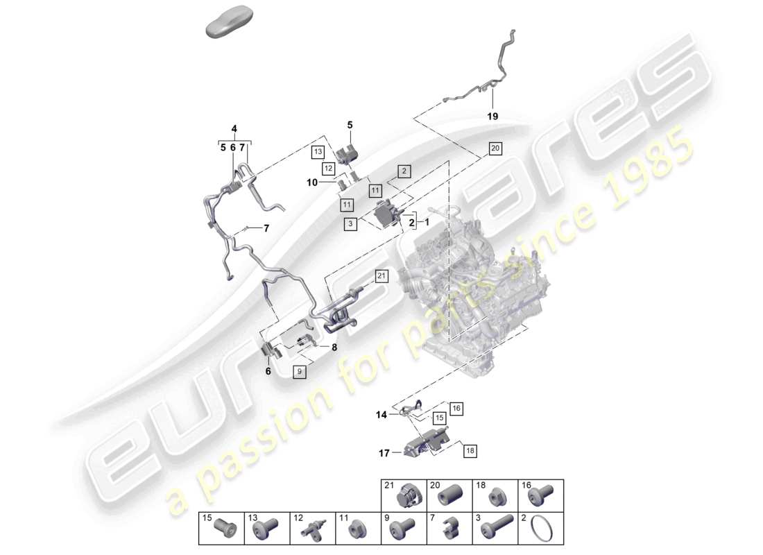 porsche 2024 (cayenne e3 pa) schéma des pièces de la pompe à vide du système à vide