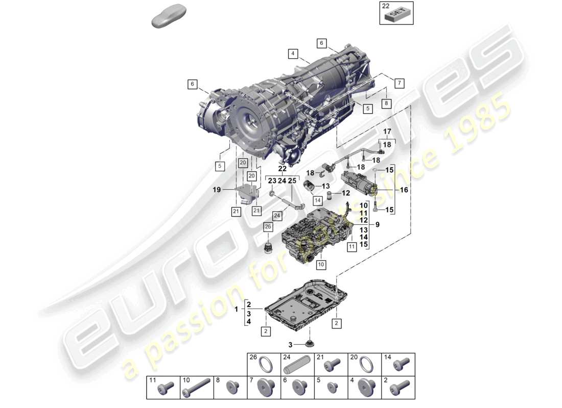 porsche 2025 (cayenne e3 pa) 8-speed boîte de vitesses automatique pour transmission intégrale mécatronique avec pompe à huile logicielle refroidisseur d'huile de boîte de vitesses carter d'huile de transmission schéma des pièces