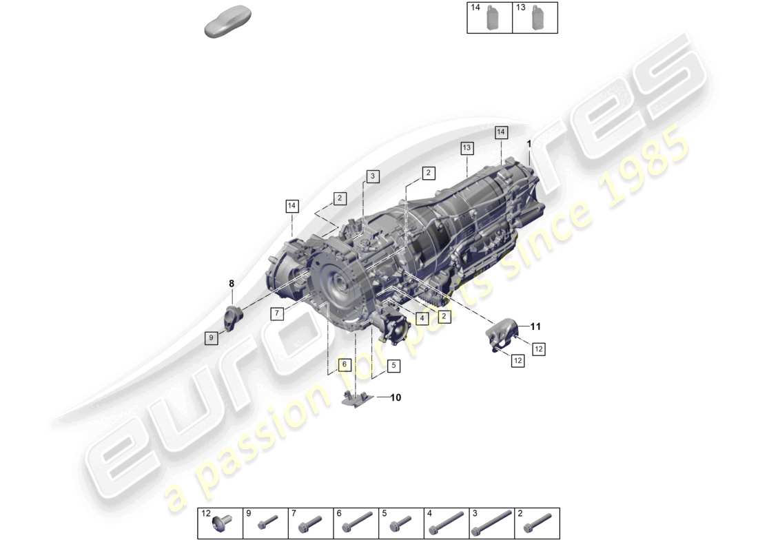 porsche 2025 (cayenne e3 pa) 8-speed boîte de vitesses automatique pour véhicules à propulsion hybride pièces de montage pour moteur et transmission schéma des pièces