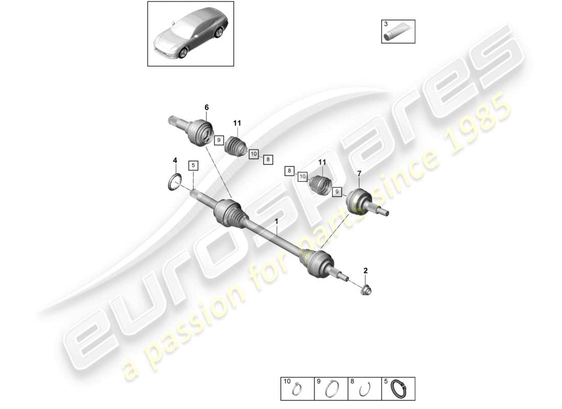 porsche 2021 (panamera 971-1) arbre de transmission essieu arrière schéma des pièces
