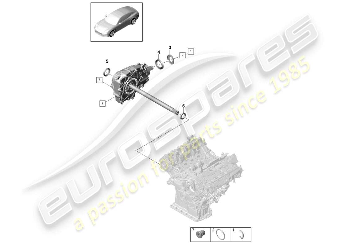 porsche 2021 (panamera 971-1) différentiel de pont avant pièces détachées schéma des pièces