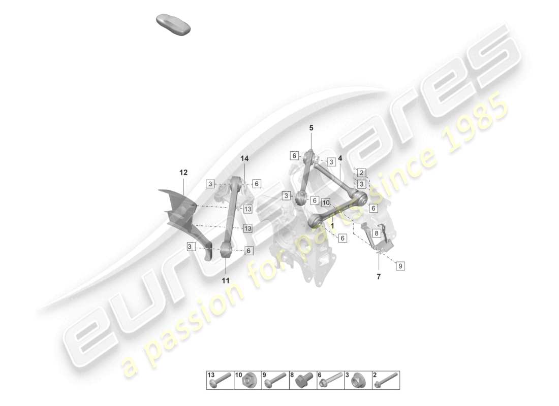 porsche 2022 (992-1 gt3/rs/st) schéma des pièces de l'essieu arrière à bras transversaux