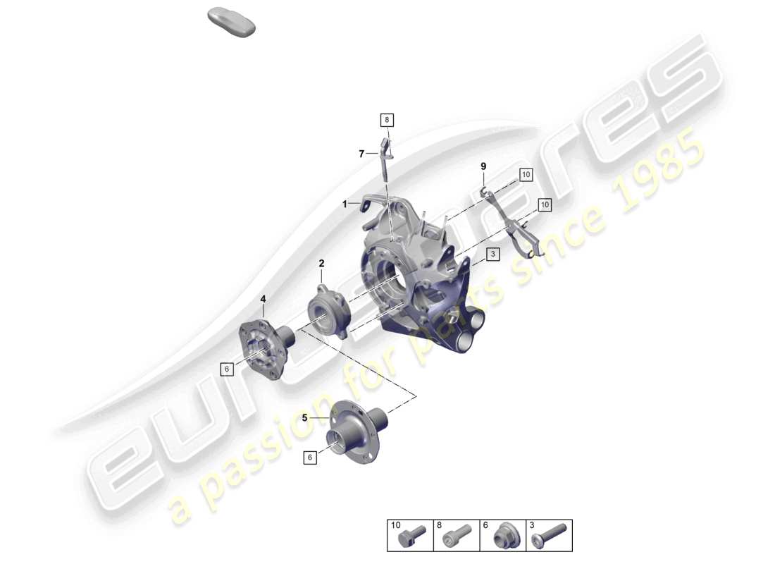 porsche 2020 (992-1 turbo / s) essieu arrière roulement de roue avec pièces d'assemblage schéma des pièces du moyeu de roue