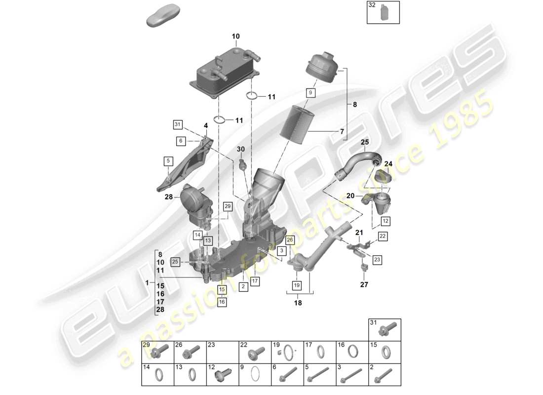 porsche 2024 (992-2) filtre à huile console huile moteur schéma des pièces
