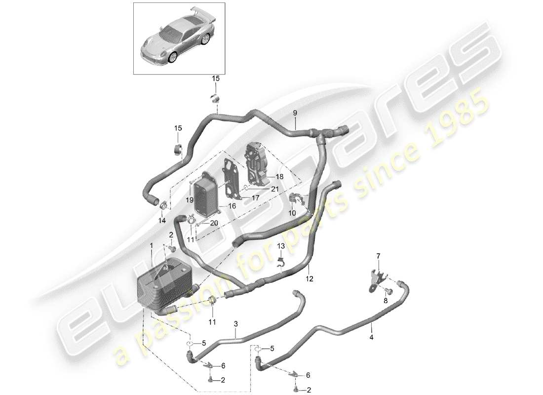 porsche 2018 (991-2 turbo) -pdk-diagramme des pièces