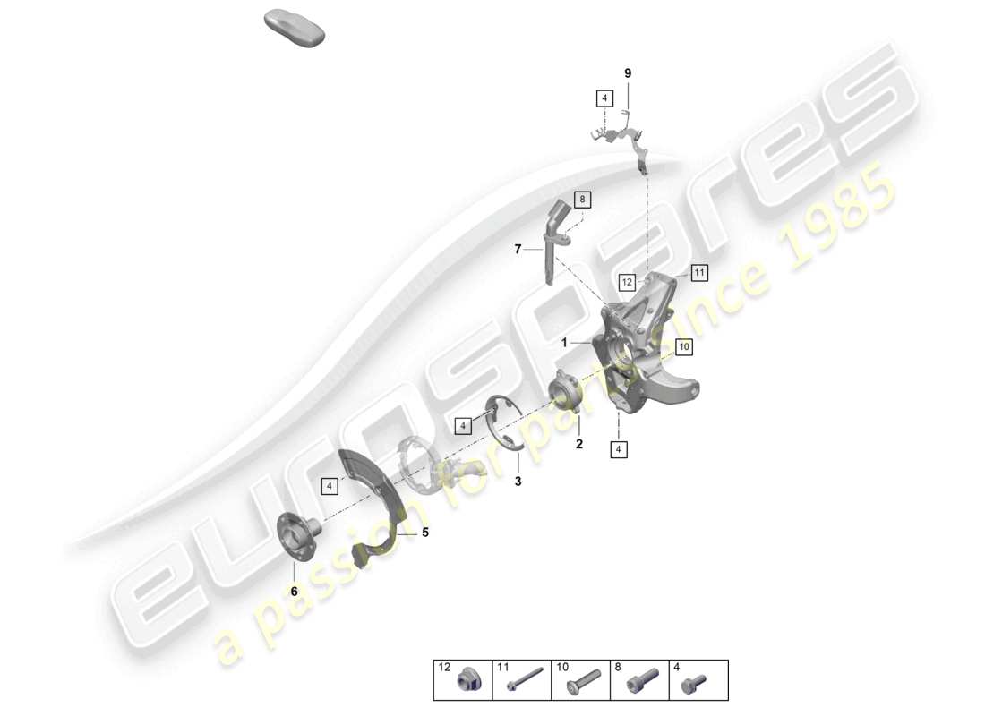 porsche 2021 (718 boxster spyder) schéma des pièces du moyeu de roue du support de roue