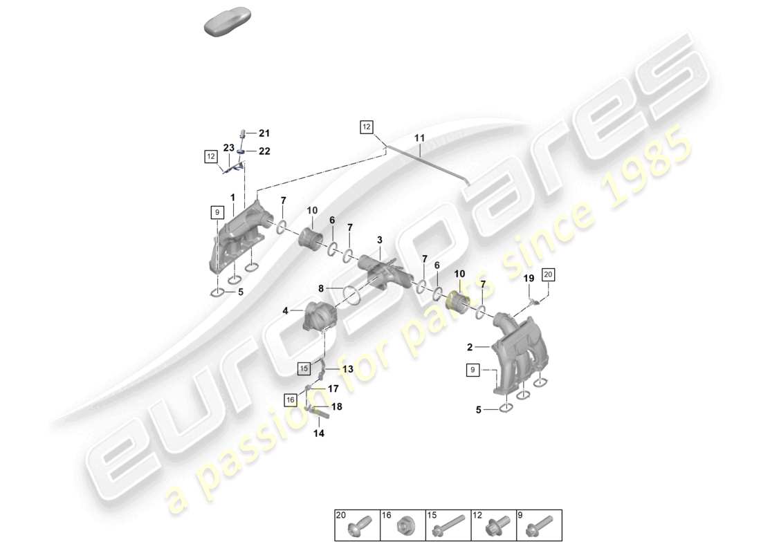 porsche 2024 (992-2) diagramme des pièces du distributeur d'air d'admission du papillon des gaz