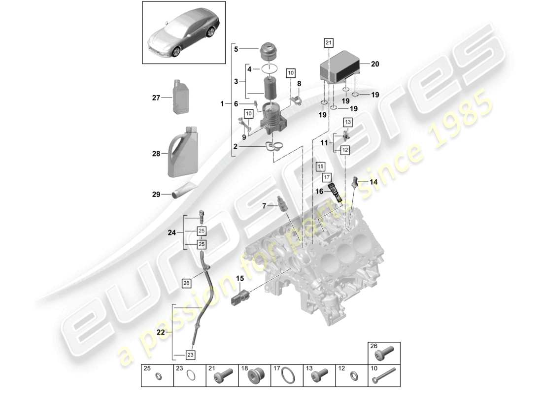 porsche 2021 (panamera 971-1) filtre à huile console refroidisseur d'huile schéma des pièces