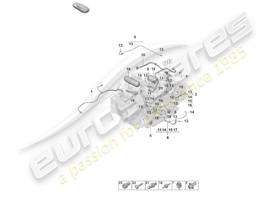 porsche 2021 (992-1 gt3/rs/st) système de vide moteur schéma des pièces