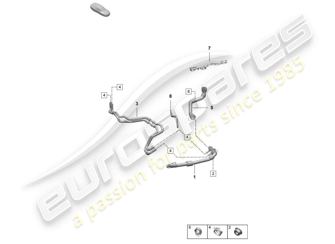 porsche 2025 (macan-e) système de refroidissement du liquide de refroidissement partie arrière schéma des pièces