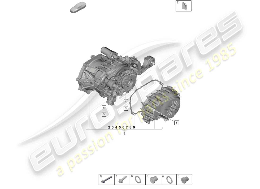 porsche 2020 (taycan 9j1-1) trains arrière, différentiels schéma des pièces