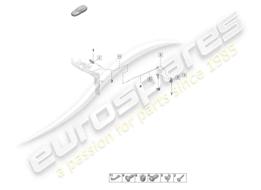 porsche 2022 (panamera 971-2) schéma des pièces des accessoires avant du verrou du couvercle
