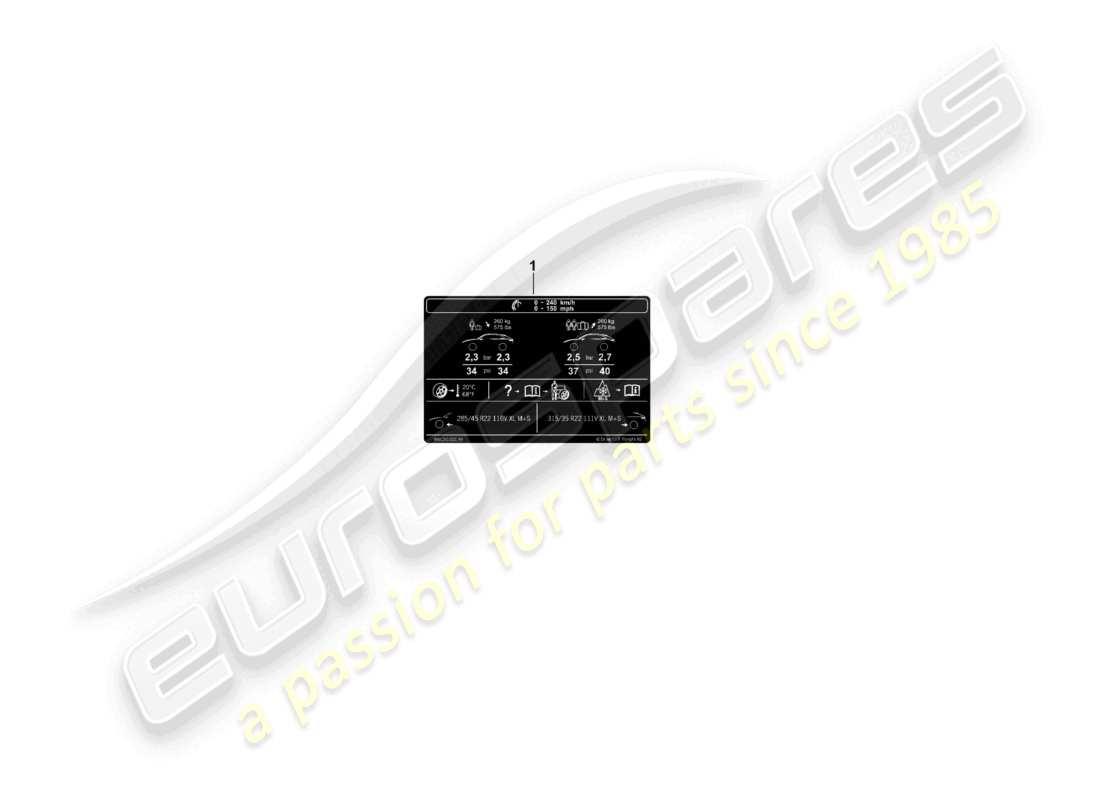 porsche 2026 (cayenne e3 pa) plaque signalétique pour la pression des pneus 22 pour pneus toutes saisons schéma des pièces