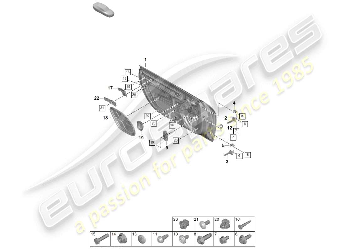 porsche 2024 (992-2) schéma des pièces des accessoires de coque de porte