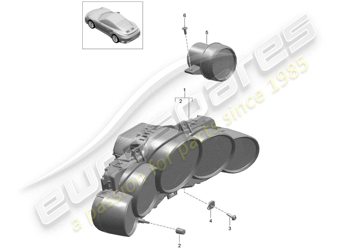 porsche 2018 (991-2 turbo) groupe d'instruments schéma des pièces