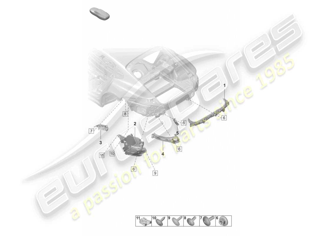 porsche 2024 (panamera 971-2) schéma des pièces de fixation du pare-chocs