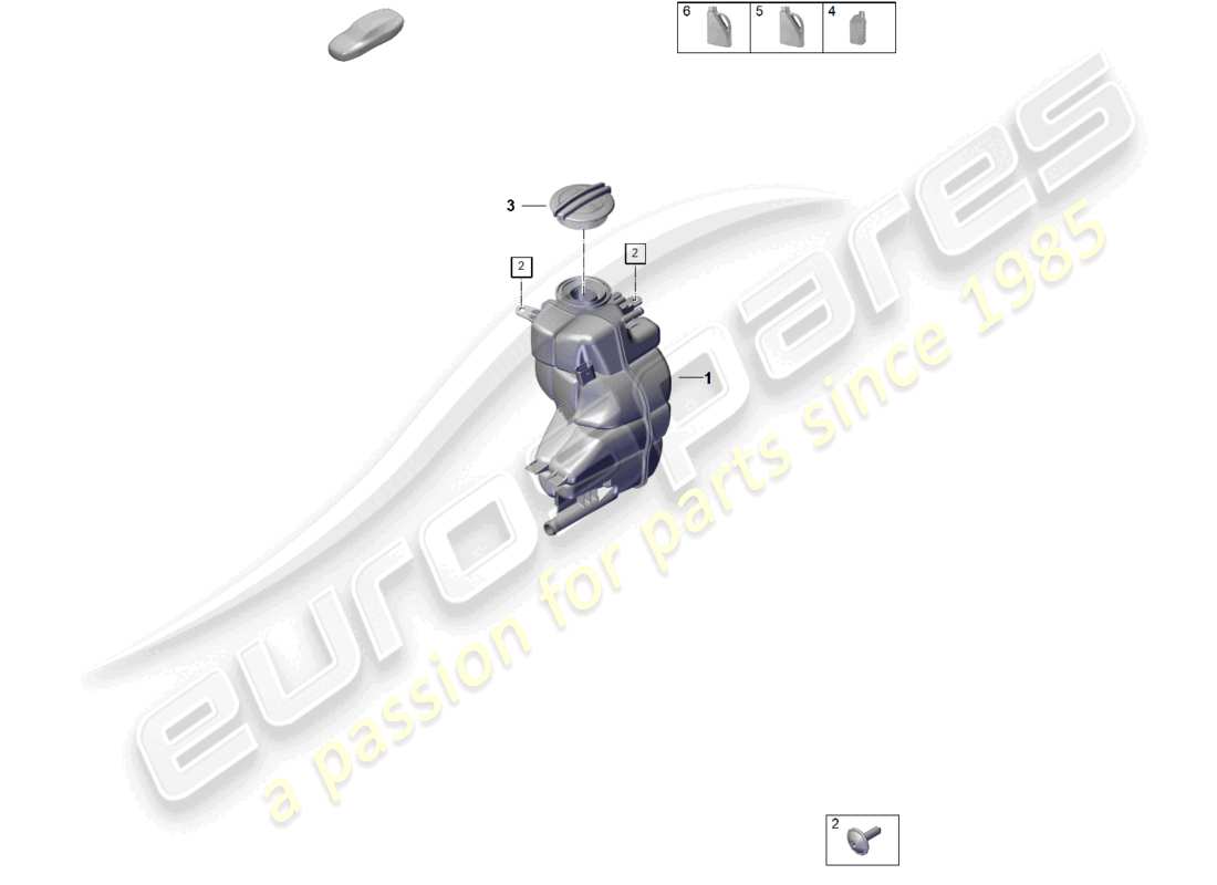 porsche 2026 (panamera 976) système de refroidissement du liquide de refroidissement vase d'expansion du liquide de refroidissement conduite de reniflard schéma des pièces