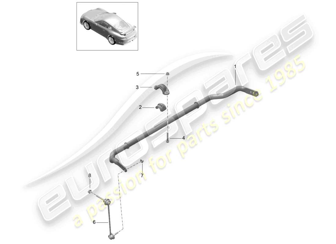 porsche 2021 (991-2 r/gt3/rs) barre anti-roulis d - mj 2019>>schéma des pièces speedster