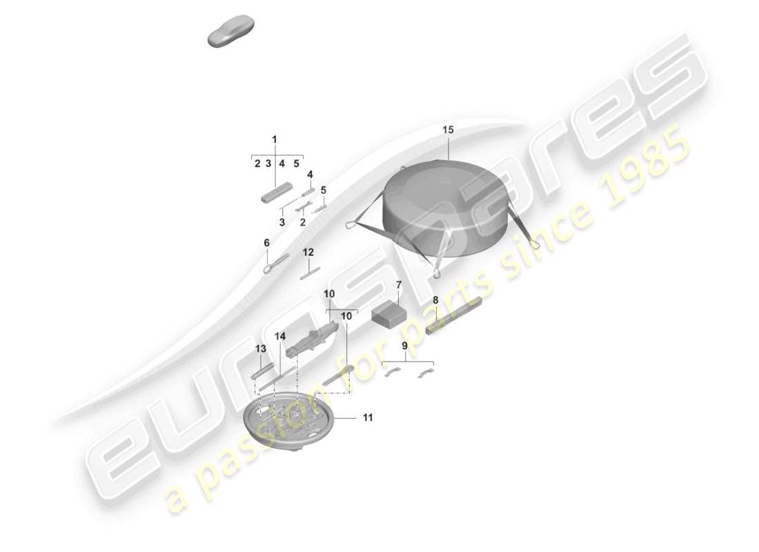 porsche 2023 (taycan 9j1-1) schéma des pièces du cric à outils