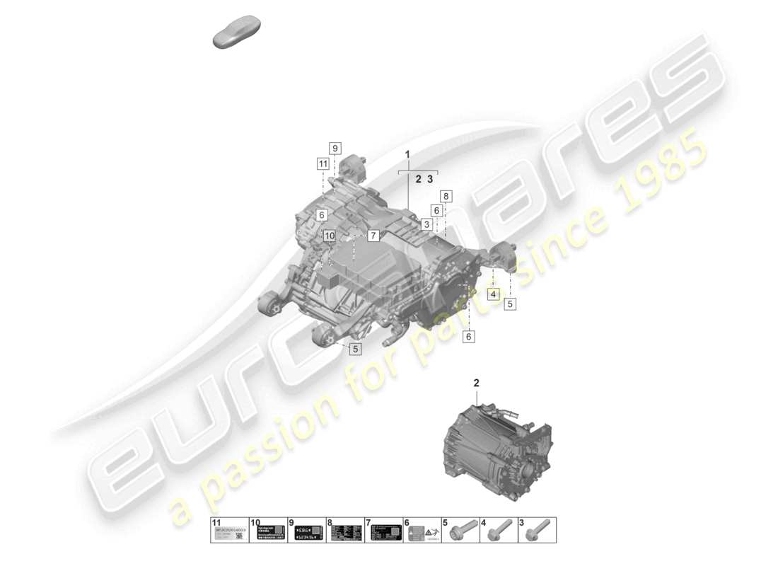 porsche 2023 (taycan 9j1-1) moteur de remplacement moteur de traction pour entraînement électrique essieu arrière schéma des pièces