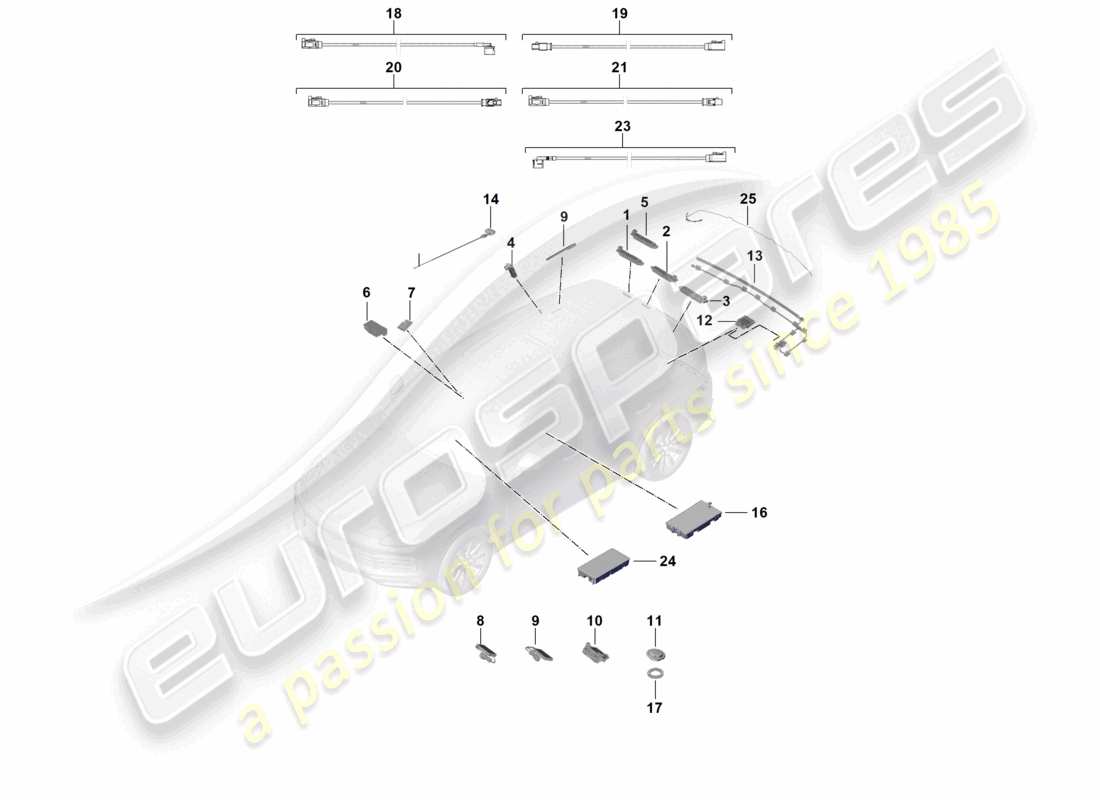 porsche 2024 (cayenne e3 9ya/9yb) amplificateur d'antenne ligne de connexion d'antenne ligne de connexion de données schéma des pièces