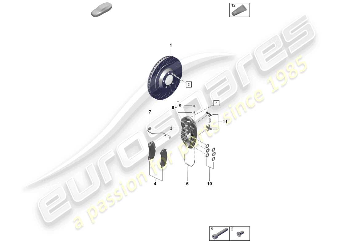 porsche 2021 (718 cayman gt4) frein à disque essieu avant schéma des pièces
