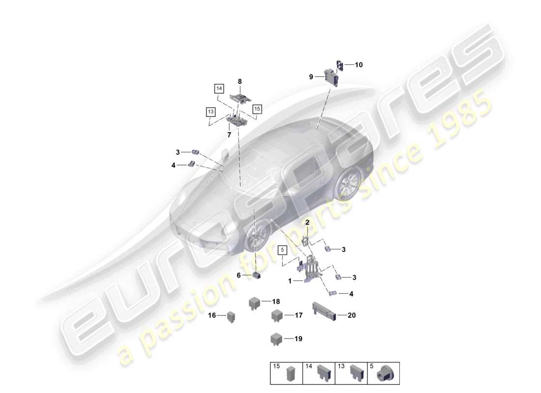 porsche 2024 (992-2) schéma des pièces du tableau de bord du système électrique central