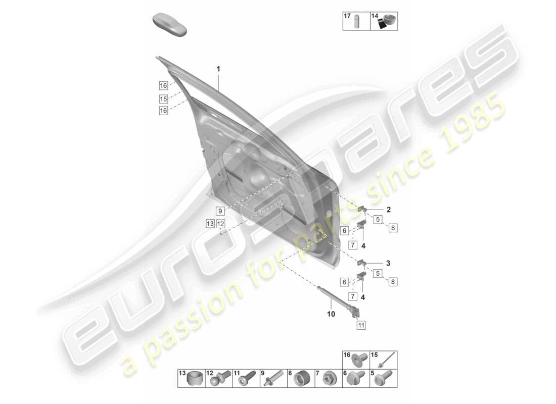 porsche 2021 (panamera 971-2) schéma des pièces des accessoires de la coque de porte avant